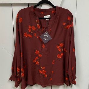 AVA & VIV 1X Cherry Blossom Shirt NWT BEAUTIFUL